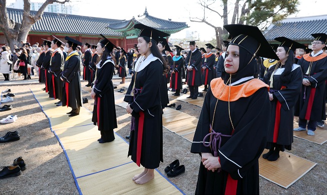 Traditional college graduation ceremony at Confucian-based school